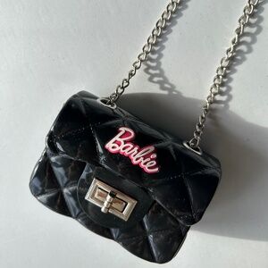 Barbie Glossy Black Mini JELLY Chain Crossbody Bag Purse